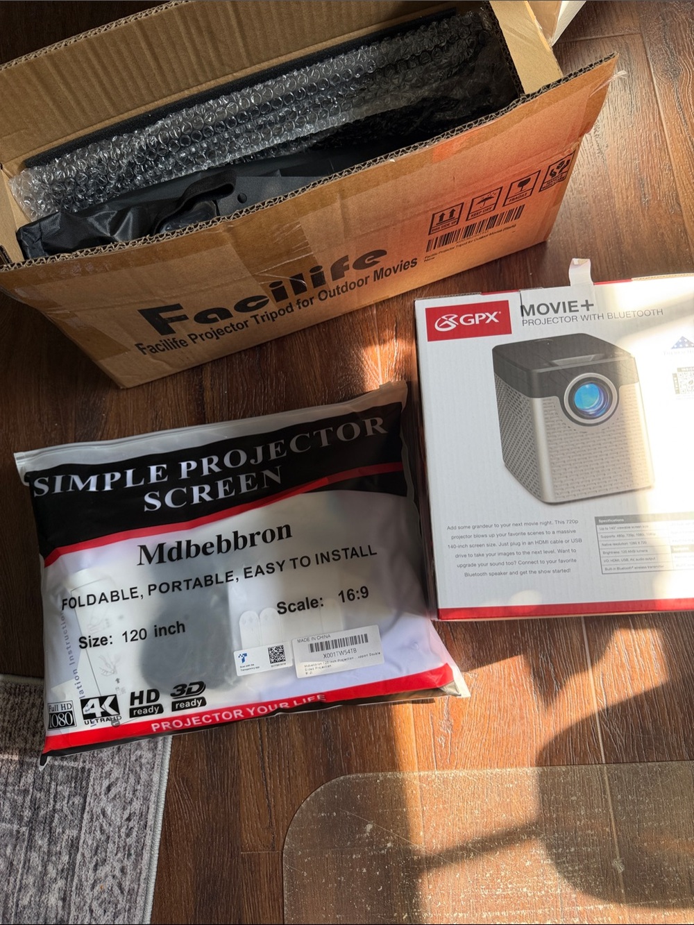Movie+ Portable Projector Bundle with Projector Screen and Projector Tripod